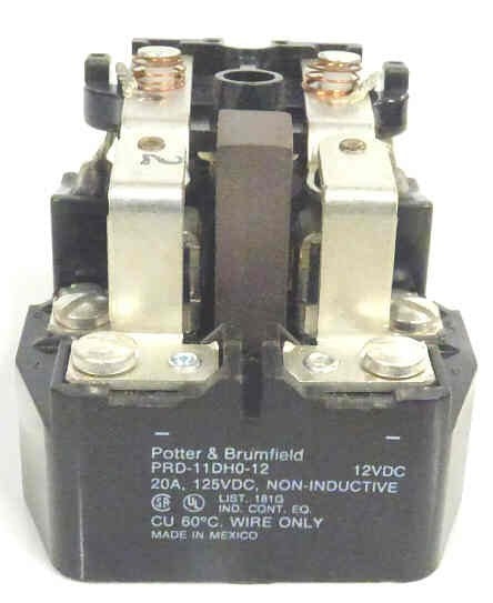 RELAY, POWER, DPDT, 12VDC, 20A, W/ MAGNET BLOWOUT POTTER BRUMFIELD #PRD-11DHO-12