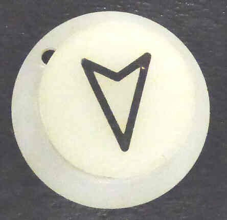 BUTTON, ELEMENT, WHITE, ROUND, ENGRAVED ARROW GAL # PB1-0184N