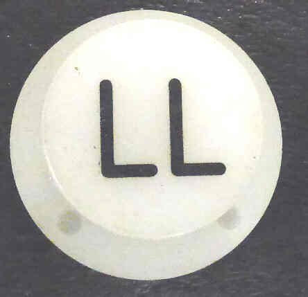 BUTTON, ELEMENT, WHITE, ROUND, ENGRAVED 'LL'  GAL # PB1-0764N