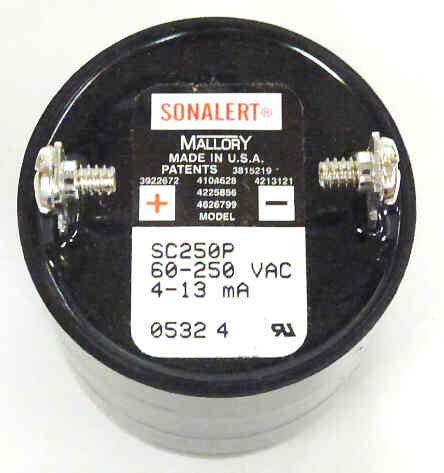 BUZZER, PULSE ALARM, CAR STATION, 60-250 VAC, 4-13 MA SONALERT SC250P