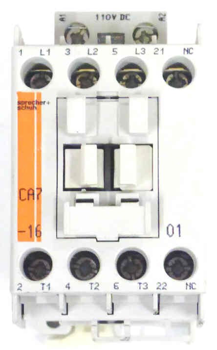 CONTACTOR, 3 POLE, 16 AMP, 110 VDC COIL SPRECHER & SCHUH CA7-16C-01-110D