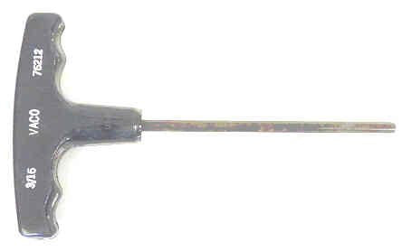 KEY, HEX, T-HANDLE, 4-1/2 SHANK LENGTH X 3/16 HEX VACO 76212