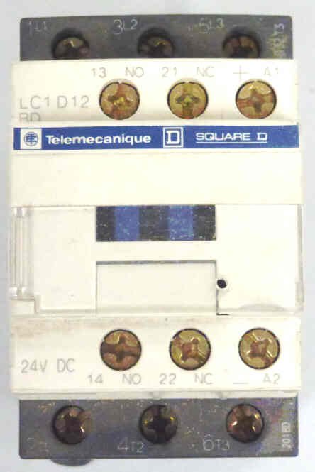 CONTACTOR, 3PDT, 1 N.O.,1 N.C. AUX CONT.,24 VDC COIL TELEMECANIQUE # LC1D12