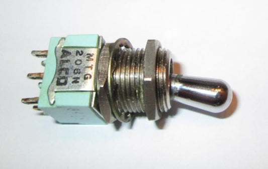 SWITCH, DPDT, ON-ON, MINIATURE TOGGLE ALCO # 206N