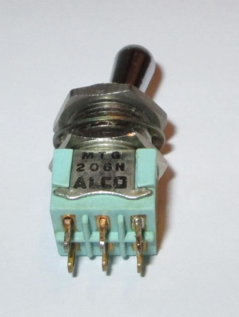 SWITCH, DPDT, ON-ON, MINIATURE TOGGLE ALCO # 206N