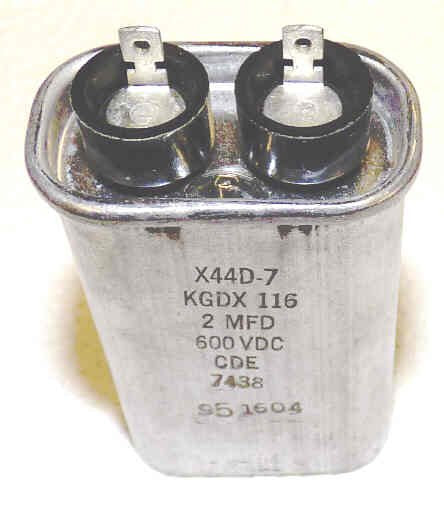 CAPACITOR, 2 MFD @ 600 VDC, SPADE CONNECTORS WESTINGHOUSE # X44DS2H07
