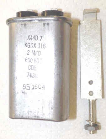 CAPACITOR, 2 MFD @ 600 VDC, SPADE CONNECTORS WESTINGHOUSE # X44DS2H07