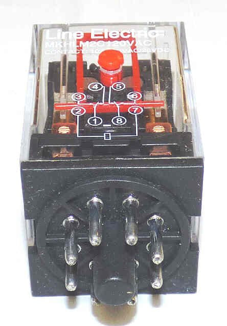 RELAY. 120 VAC. 2PDT, 8 PIN OCTAL WITH LAMP & TEST BUTTON LINE # MKHLM C120VAC