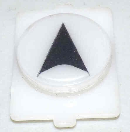 BUTTON, E LINE, CLEAR CAP, MARKED ARROW IN BLACK WESTINGHOUSE # 323C854H20