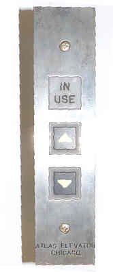 STATION, HALL, WITH UP & DOWN BUTTONS AND IN USE JEWEL ENGRAVED ATLAS ELEVATOR