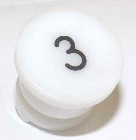 BUTTON, WHITE, TYPE 'H', MARKED # 3 IN BLACK HAUGHTON # 3-40080-03