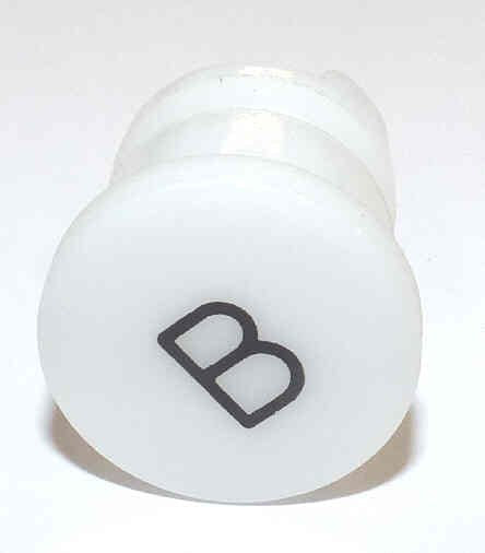 BUTTON, WHITE, TYPE 'H', MARKED 'B' IN BLACK HAUGHTON # 3-40080-B