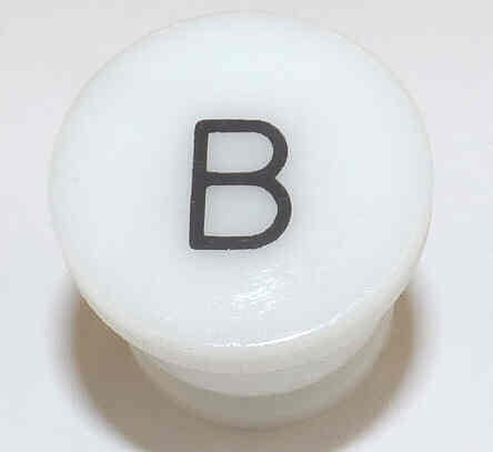 BUTTON, WHITE, TYPE 'H', MARKED 'B' IN BLACK HAUGHTON # 3-40080-B