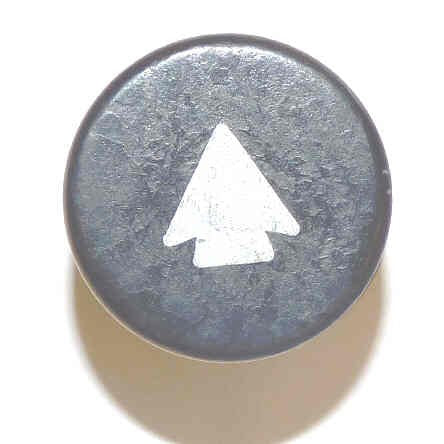 BUTTON, HOT STAMPED OR ENGRAVED, 1 DIAMETER, MARKED ARROW OTIS # 323BD1-