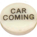 JEWEL, WHITE, MARKED CAR COMING IN BLACK MOULDED, 15/16 O.D., 7/8 I.D.
