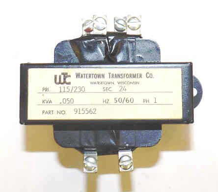 TRANSFORMER, 115/230  PRIMARY, 24 VAC SECONDARY, .050 KVA WATERTOWN # 915562