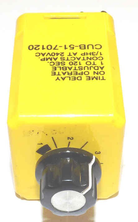 TIMER, 1-120 SECS ON DELAY, KUP, 120 VAC, 10 AMP OUT P & B # CUB-51-70120