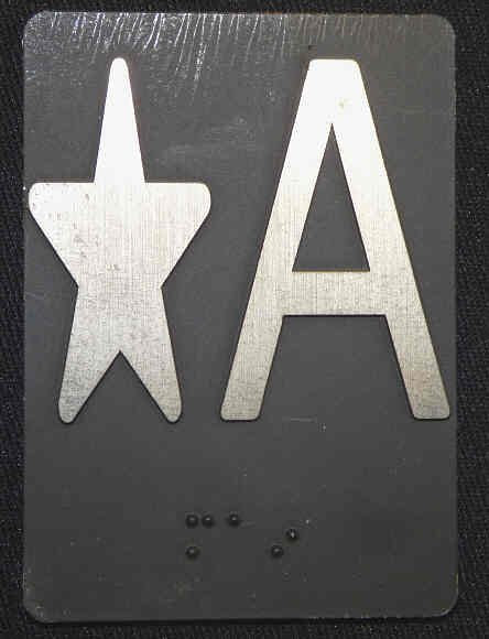 PLATE, BRAILLE, HALL, 3.5 X 2.5 SELF ADHESIVE MARKED ' * A'
