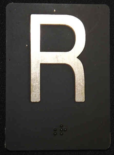 PLATE, BRAILLE, HALL, 3.5 X 2.5 SELF ADHESIVE MARKED 'R'