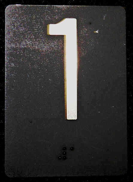 PLATE, BRAILLE, HALL, 3.5 X 2.5 SELF ADHESIVE MARKED 1
