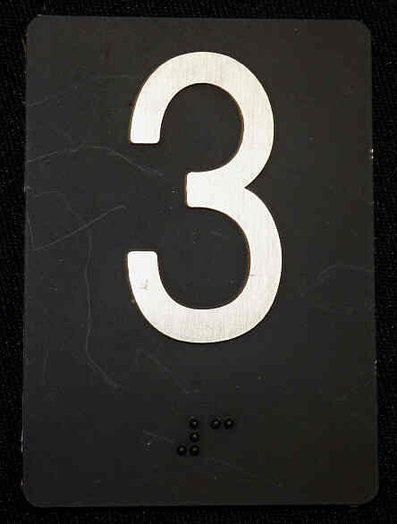 PLATE, BRAILLE, HALL, 3.5 X 2.5 SELF ADHESIVE MARKED 3