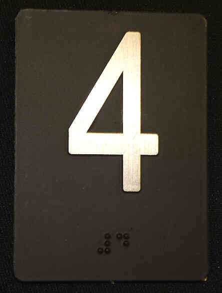 PLATE, BRAILLE, HALL, 3.5 X 2.5 SELF ADHESIVE MARKED 4