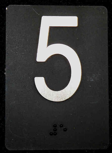 PLATE, BRAILLE, HALL, 3.5 X 2.5 SELF ADHESIVE MARKED 5