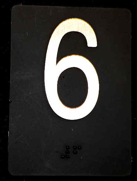 PLATE, BRAILLE, HALL, 3.5 X 2.5 SELF ADHESIVE MARKED 6