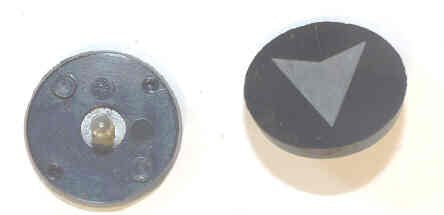 BUTTON, 7/8, BLACK, HOT STAMPED ALUMINUM ARROW OTIS # 323BM2