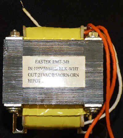 TRANSFORMER, SINGLE PHASE, 115VAC PRIMARY, 21 VAC OUTPUT EASTEK # RMT-348