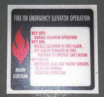 SIGN, FIREFIGHTER, EARLY MAIN STATION, PLASTIC, SELF ADHESIVE, 6 X 6