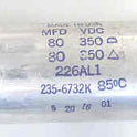 CAPACITOR, TYPE FP, DUAL, 80 MFD @ 350 VDC, OTIS # 226AL1