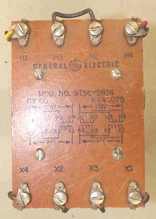TRANSFORMER, 240/120 PRIMARY, 24/12 VAC SECONDARY, .075 KVA GE # 9T56Y2874
