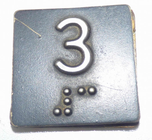 PLATE, BRAILLE, SELF ADHESIVE, 1 1/4 SQUARE MARKED 3
