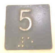 PLATE, BRAILLE, SELF ADHESIVE, 1 1/4 SQUARE MARKED 5