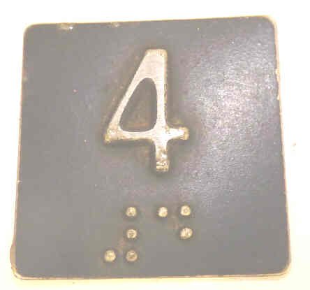 PLATE, BRAILLE, SELF ADHESIVE, 1 1/4 SQUARE MARKED 4