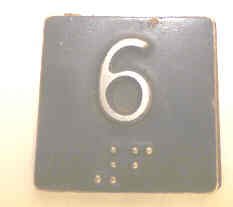 PLATE, BRAILLE, SELF ADHESIVE, 1 1/4 SQUARE MARKED 6