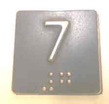PLATE, BRAILLE, STUD TYPE, 1 1/4 SQUARE MARKED 7