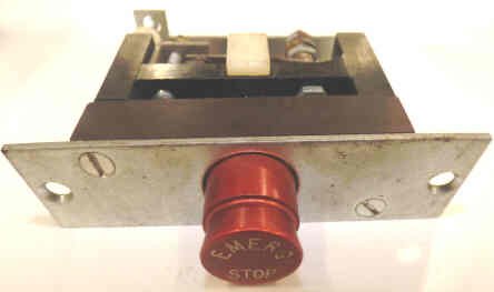 SWITCH, STOP, EMERGENCY, RED ANODIZED ALUMINUM HAUGHTON # TYPE 'E'
