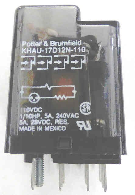RELAY, POWER, 4PDT, 110 VDC, NEON POTTER BRUMFIELD # KHAU-17D12N-110