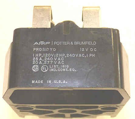 RELAY, POWER, DPDT, 12VDC, 20A, POTTER BRUMFIELD # PRD-11DYO-12