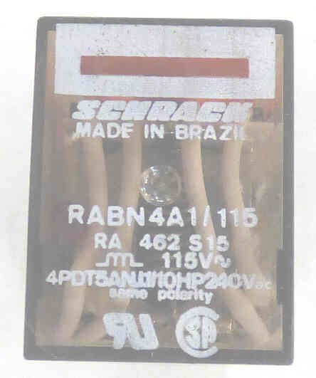 RELAY, ICE CUBE, 4PDT, 115-120 VAC, SCHRACK # RABN4A1-115