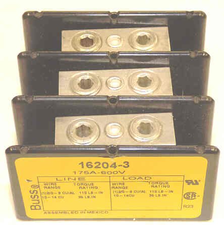 BLOCK, TERMINAL, POWER DISTRIBUTION, 3 POLE, 600 VAC BUSSMAN # 16204-3
