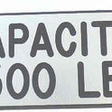 PLATE, CAPACITY, 3500 POUND, STAINLESS FINISH, SELF ADHESIVE 3 1/2 X 1 1/2
