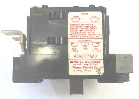 RELAY, OVERLOAD, 3 PHASE, MODEL P, SIZE 00-1 FURNAS # 48GC37AA3