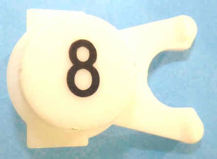 BUTTON, WHITE, ENGRAVED, BLACK # 8 DOVER # 106734
