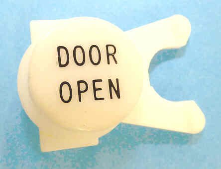BUTTON, WHITE, ENGRAVED, BLACK DOOR OPEN DOVER # 106734