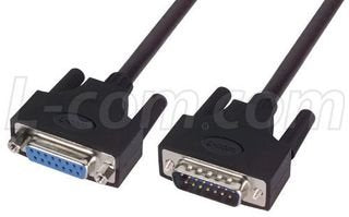ASSEMBLY, CABLE, DB15 MALE / FEMALE, 10FT, BLACK L-COM # CSMUZ15MF-10