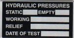 TAG, TEST, HYDRAULIC PRESSURES, SELF ADHESIVE, ALUMINUM, 3 X 1.625