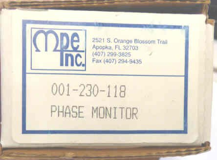 RELAY, 3 PHASE MONITOR, MULTIPLE INPUTS & OUTPUTS, MPE # 001-230-118